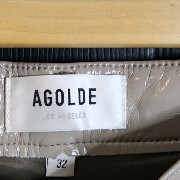 AGOLDE Leather 90s Pinch Waist Pants - Quail Patent - Picture 8 of 16